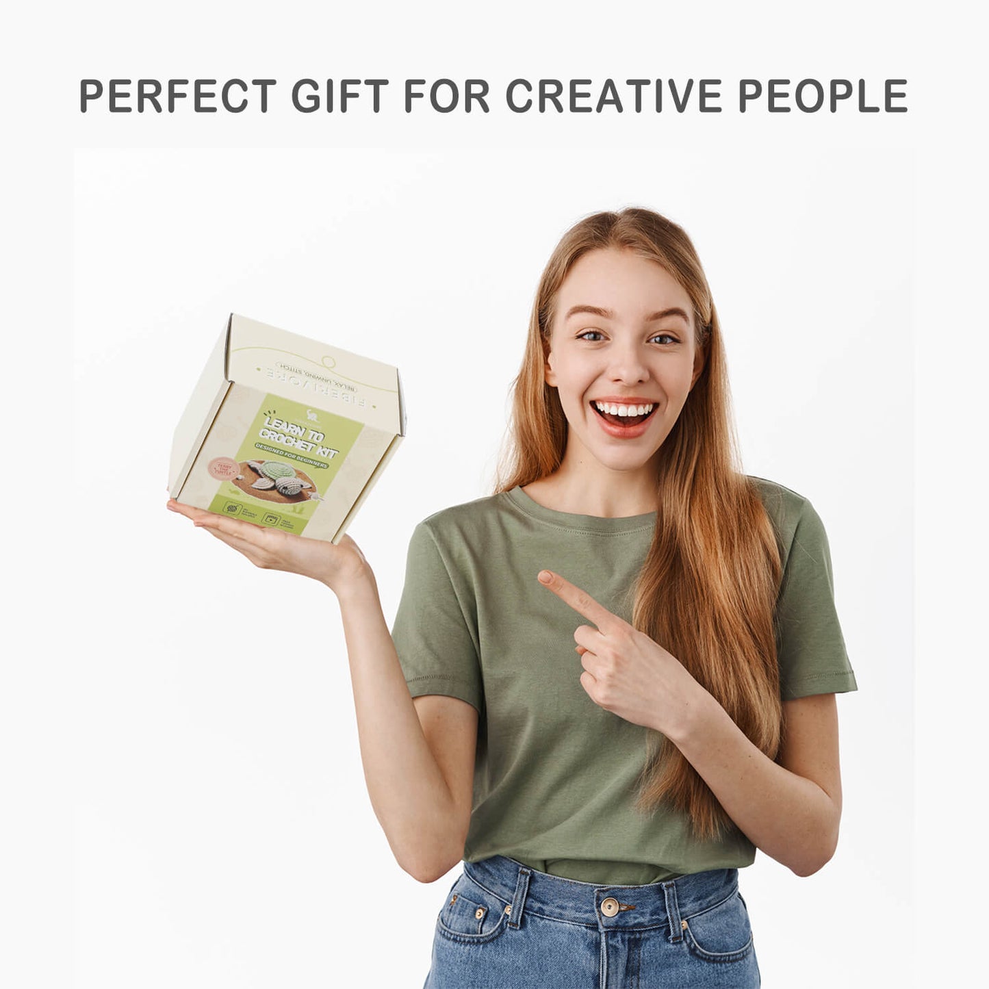 Crochet Kit for Beginners, Learn to Crochet Kits for Adults and Kids, Animal Amigurumi Crochet Kit with Step-by-Step Video Tutorials for Right- and Left-Handed People, Terry The Turtle Kit