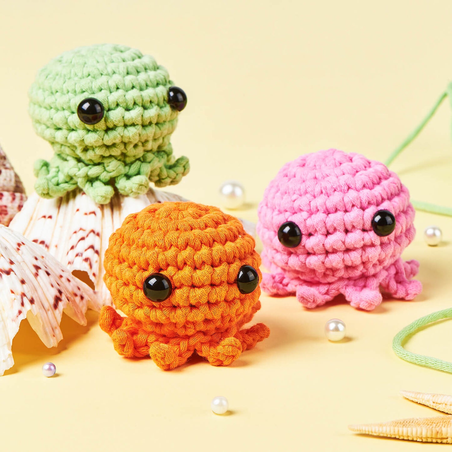 Crochet Kit for Beginners, Learn to Crochet Kits for Adults and Kids, Animal Amigurumi Crochet Kit with Step-by-Step Video Tutorials for Right- and Left-Handed People, Baby Octopus
