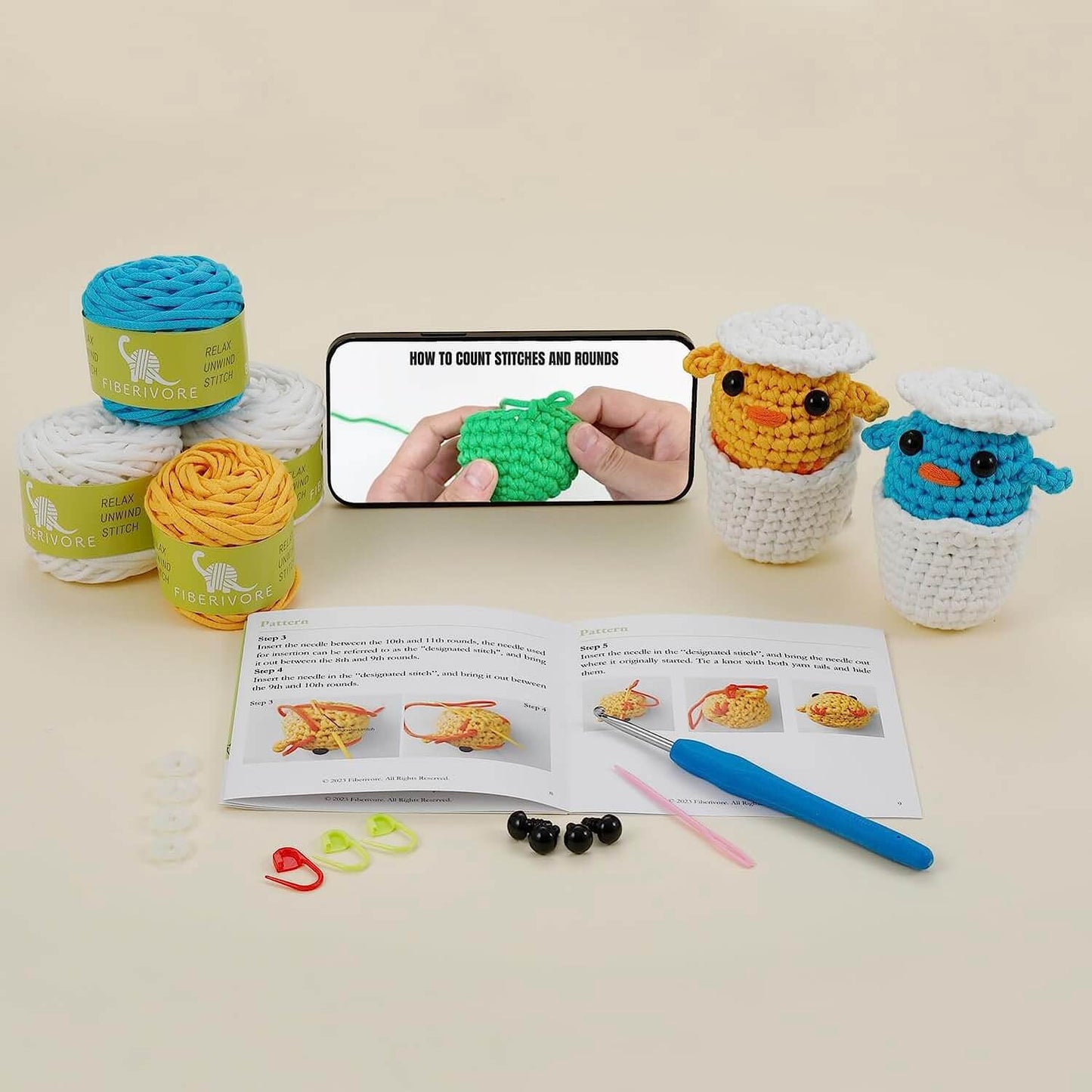 Chirpy Chick Crochet Kit for Beginners 2Pcs - Beginner Crochet Starter –  Fiberivore